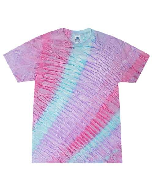 Blossom tie-dye t-shirt with a vibrant pink and blue swirl pattern perfect for casual wear