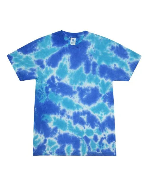 Apparel Nuke Multi Tie Dye T-Shirt in Blue with Vibrant Cloud Patterns for Unique Style