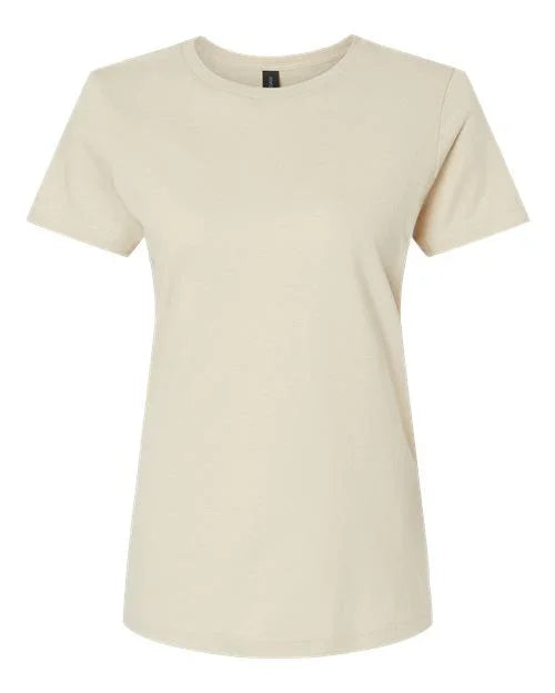 Beige softstyle women's t-shirt made from lightweight, breathable fabric for everyday comfort