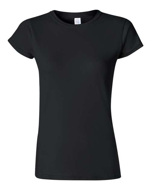 Black softstyle women's t-shirt with short sleeves and a classic fit for everyday wear
