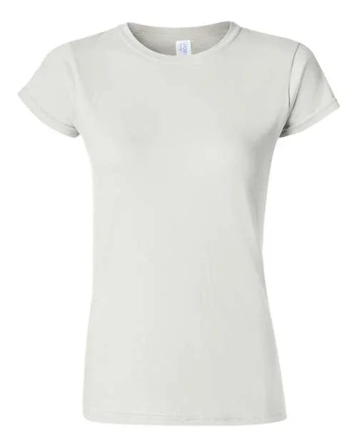 Light gray softstyle women's t-shirt with a fitted design for casual wear and comfort