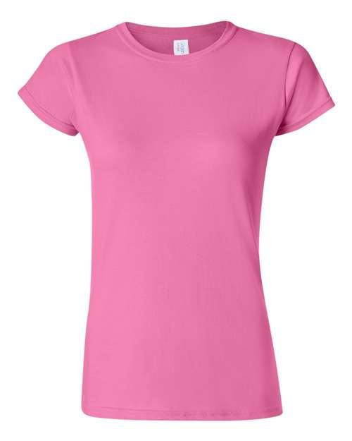 Softstyle women's t-shirt in vibrant pink color, perfect for casual wear and comfort