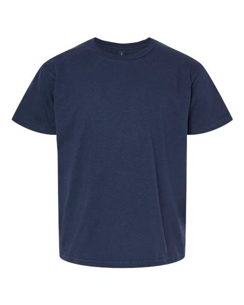 Navy blue softstyle youth t-shirt made from comfortable cotton fabric for everyday wear