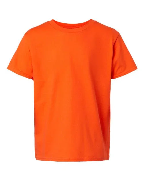 Bright orange softstyle youth t-shirt made from comfortable fabric for everyday wear