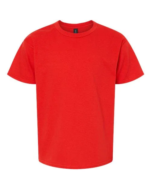 Bright red softstyle youth t-shirt made from comfortable materials for everyday wear